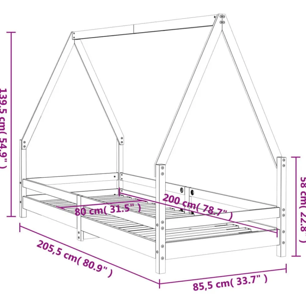 vidaXL Estructura de cama para niños madera de pino 80x200 cm Negro Hot