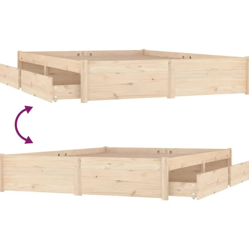 vidaXL Camas Y Accesorios-Estructura de cama con cajones 140x190 cm