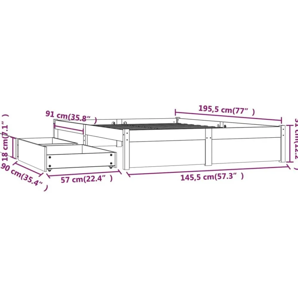 vidaXL Camas Y Accesorios-Estructura de cama con cajones 140x190 cm