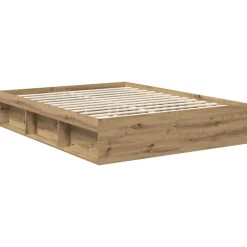 vidaXL Camas Y Accesorios-Estructura de cama con cabecera Roble Artesanal 150 x 200 cm