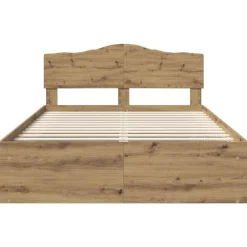 vidaXL Camas Y Accesorios-Estructura de cama con cabecera Roble Artesanal 150 x 200 cm