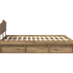 vidaXL Camas Y Accesorios-Estructura de cama con cabecera Roble Artesanal 150 x 200 cm