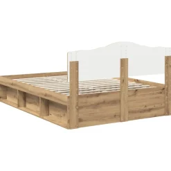 vidaXL Camas Y Accesorios-Estructura de cama con cabecera Roble Artesanal 150 x 200 cm