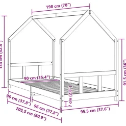 vidaXL Estructura de cama para niños madera de pino 90x200 cm Blanco Discount