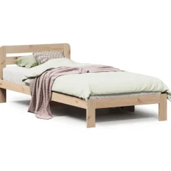 vidaXL Estructura de cama sin colchón madera maciza de pino 90x200 cm Natural New