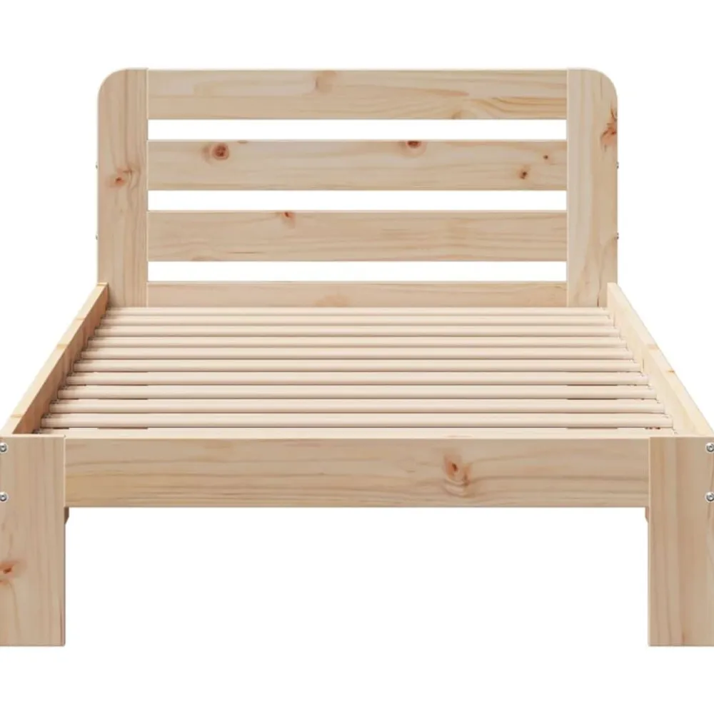 vidaXL Estructura de cama sin colchón madera maciza de pino 90x200 cm Natural New