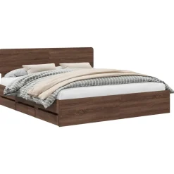 vidaXL Estructura de cama con cajón Roble marrón 200 x 200 cm Roble marr&oacute;n Outlet