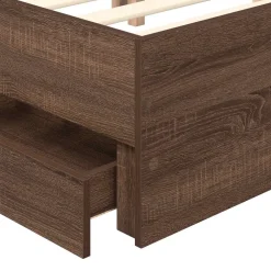 vidaXL Estructura de cama con cajón Roble marrón 200 x 200 cm Roble marr&oacute;n Outlet
