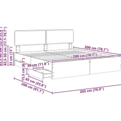 vidaXL Estructura de cama con cajón Roble marrón 200 x 200 cm Roble marr&oacute;n Outlet