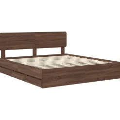 vidaXL Estructura de cama con cajón Roble marrón 200 x 200 cm Roble marr&oacute;n Outlet