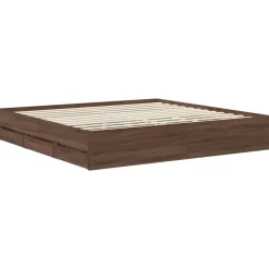 vidaXL Estructura de cama con cajón Roble marrón 200 x 200 cm Roble marr&oacute;n Outlet
