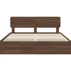 vidaXL Estructura de cama con cajón Roble marrón 200 x 200 cm Roble marr&oacute;n Outlet