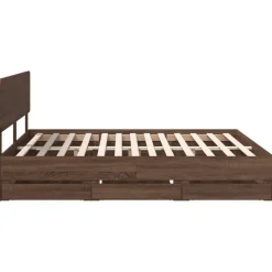 vidaXL Estructura de cama con cajón Roble marrón 200 x 200 cm Roble marr&oacute;n Outlet