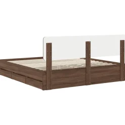 vidaXL Estructura de cama con cajón Roble marrón 200 x 200 cm Roble marr&oacute;n Outlet