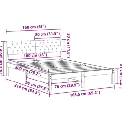 vidaXL Camas Y Accesorios-Estructura de cama con cabecera Marrón y negro 160 x 200 cm