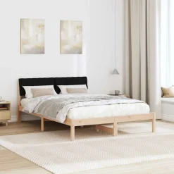 vidaXL Camas Y Accesorios-Estructura de cama con cabecera Marrón y negro 160 x 200 cm