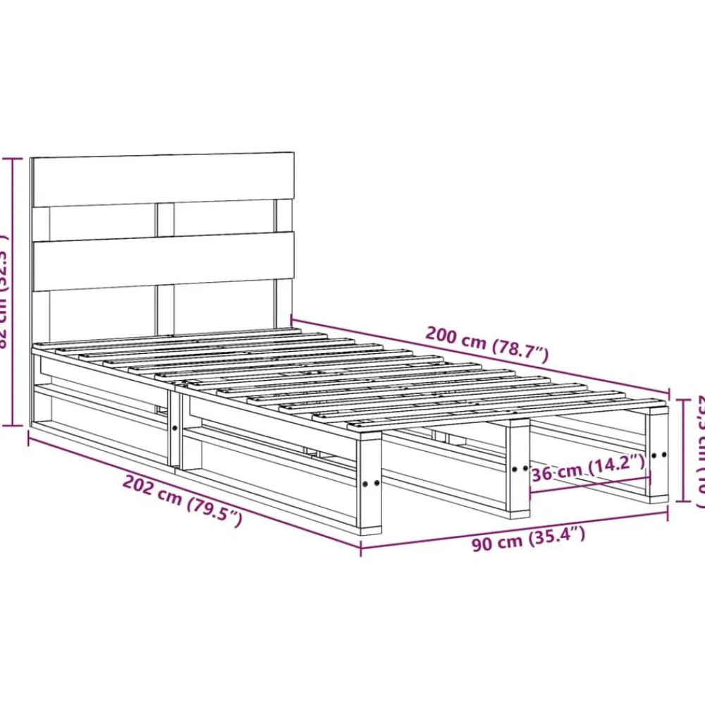 vidaXL Estructura de cama sin colchón madera de pino blanca 90x200 cm Blanco Best