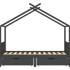 Niños vidaXL Mobiliario Para Bebés Y Niños Pequeños-Estructura de cama infantil y cajones madera pino gris 90x200cm