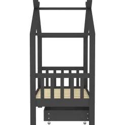 vidaXL Estructura de cama infantil y cajón madera pino gris 70x140cm Gris oscuro New