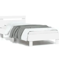 vidaXL Camas Y Accesorios-Estructura de cama con cabecero y luces LED 90x190 cm