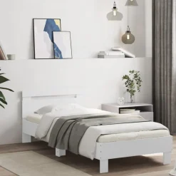 vidaXL Camas Y Accesorios-Estructura de cama con cabecero y luces LED 90x190 cm