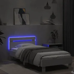 vidaXL Camas Y Accesorios-Estructura de cama con cabecero y luces LED 90x190 cm