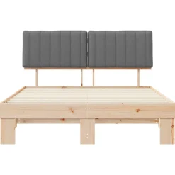vidaXL Camas Y Accesorios-Estructura de Cama con Cabecera Tapizada Gris Claro