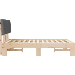 vidaXL Camas Y Accesorios-Estructura de Cama con Cabecera Tapizada Gris Claro
