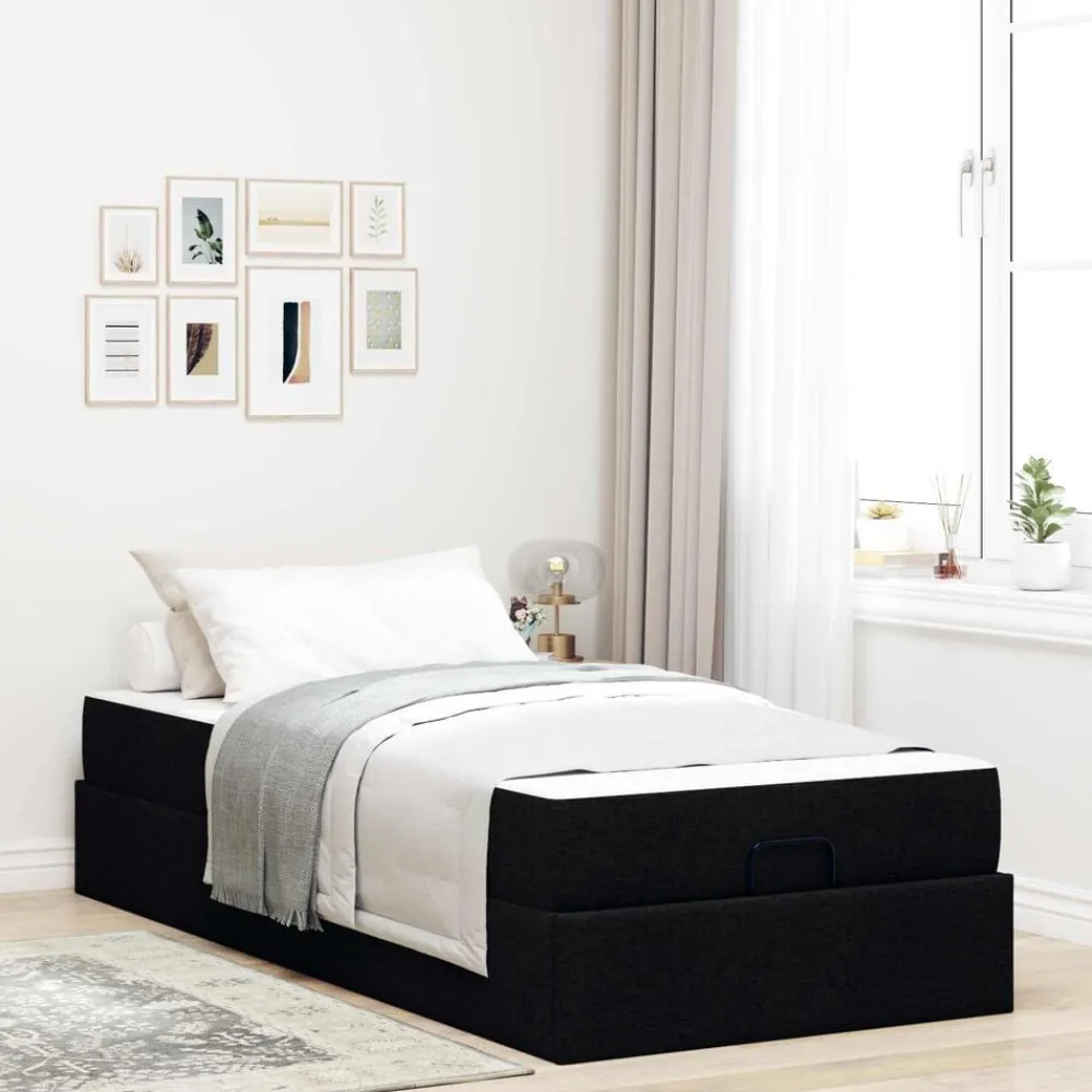 vidaXL Camas Y Accesorios-Estructura de cama con colchón 2 pcs tela