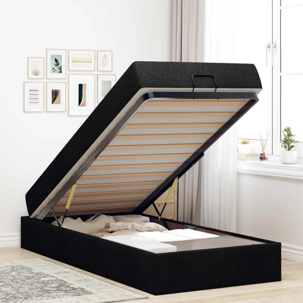 vidaXL Camas Y Accesorios-Estructura de cama con colchón 2 pcs tela