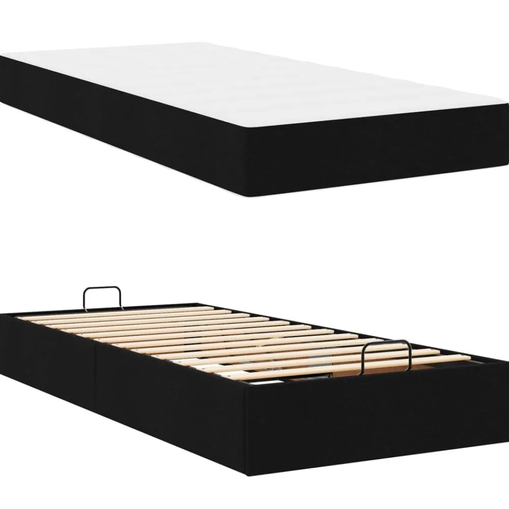 vidaXL Camas Y Accesorios-Estructura de cama con colchón 2 pcs tela