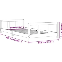 Niños vidaXL Mobiliario Para Bebés Y Niños Pequeños-Estructura de cama para niños madera de pino 90x200 cm