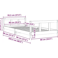 Niños vidaXL Mobiliario Para Bebés Y Niños Pequeños-Estructura de cama para niños madera de pino 90x200 cm