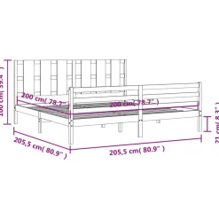 vidaXL Camas Y Accesorios-Estructura de cama con cabecero madera maciza 200x200 cm