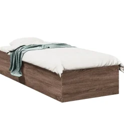 vidaXL Camas Y Accesorios-Estructura de cama sin colchón madera marrón roble 75x190 cm