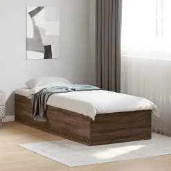 vidaXL Camas Y Accesorios-Estructura de cama sin colchón madera marrón roble 75x190 cm