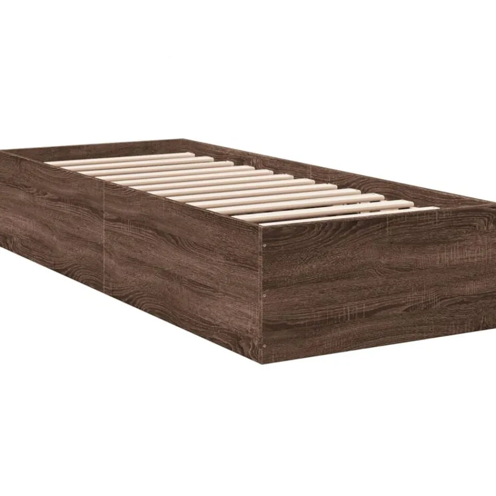 vidaXL Camas Y Accesorios-Estructura de cama sin colchón madera marrón roble 75x190 cm