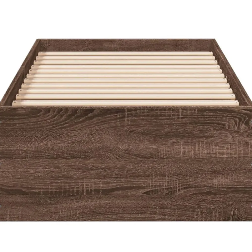 vidaXL Camas Y Accesorios-Estructura de cama sin colchón madera marrón roble 75x190 cm