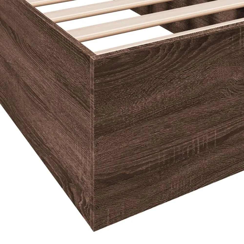 vidaXL Camas Y Accesorios-Estructura de cama sin colchón madera marrón roble 75x190 cm