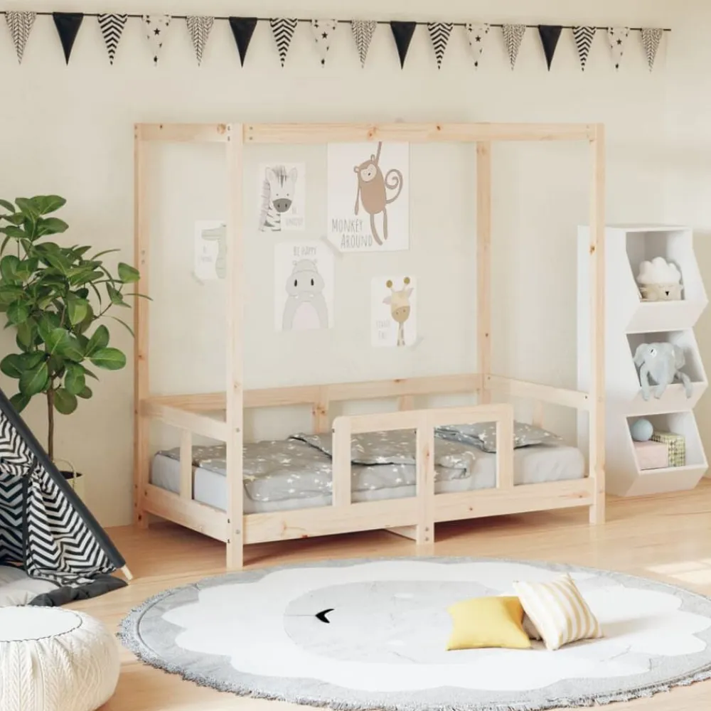 vidaXL Estructura de cama para niños madera maciza de pino 70x140 cm Natural Best