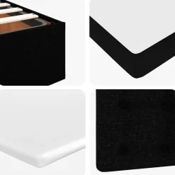 vidaXL Camas Y Accesorios-Estructura de cama otomana con colchón tela negra 80x200cm