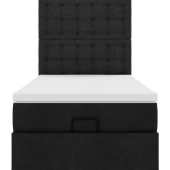 vidaXL Camas Y Accesorios-Estructura de cama otomana con colchón tela negra 80x200cm