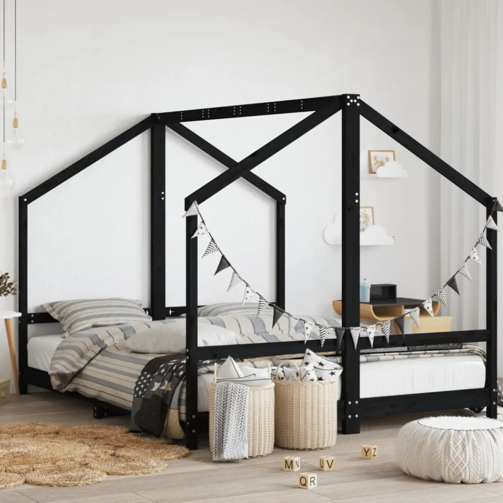 Niños vidaXL Mobiliario Para Bebés Y Niños Pequeños-Estructura de cama para niños madera pino 2x(80x200) cm