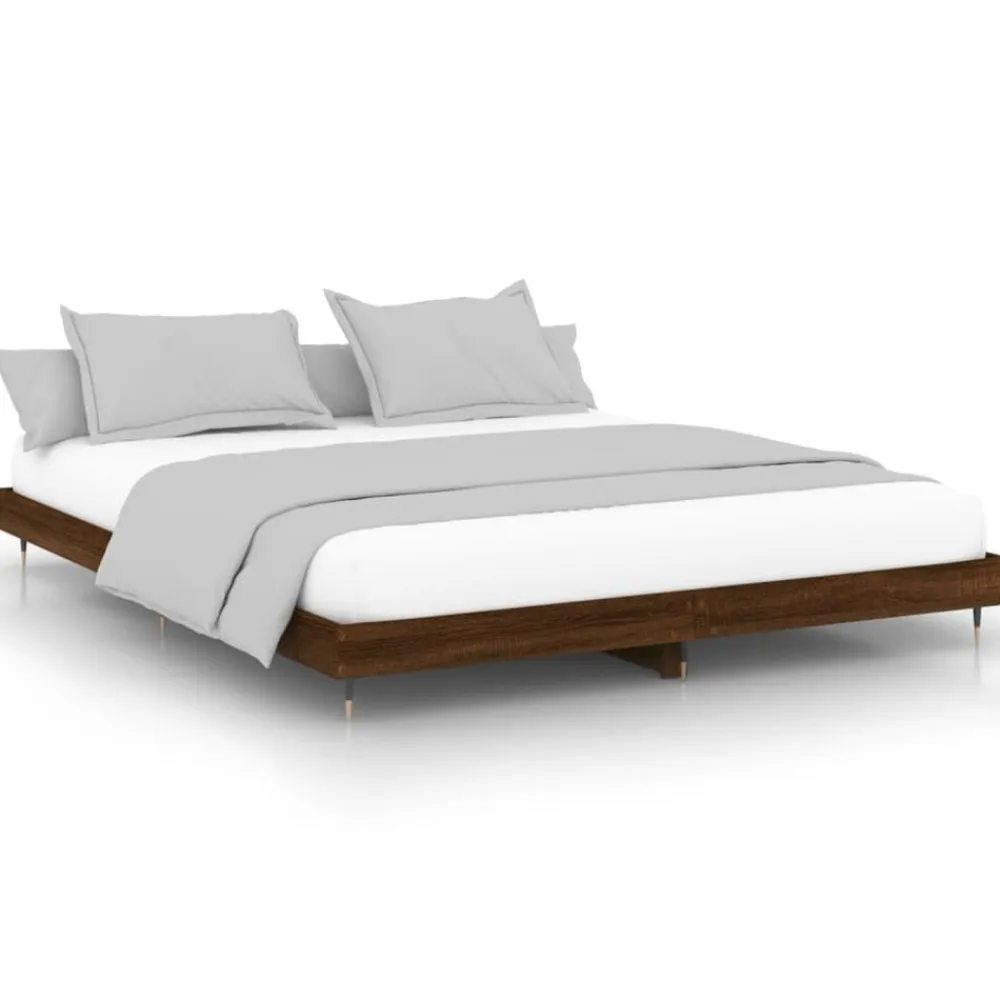 vidaXL Camas Y Accesorios-Estructura de cama sin colchón roble marrón 200x200 cm