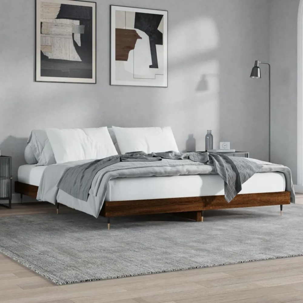 vidaXL Camas Y Accesorios-Estructura de cama sin colchón roble marrón 200x200 cm