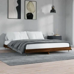vidaXL Camas Y Accesorios-Estructura de cama sin colchón roble marrón 200x200 cm