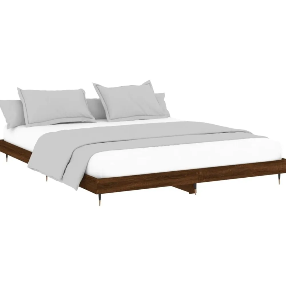 vidaXL Camas Y Accesorios-Estructura de cama sin colchón roble marrón 200x200 cm