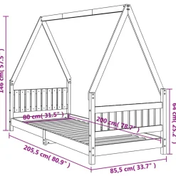 vidaXL Estructura de cama para niños madera maciza de pino 80x200 cm Natural Best
