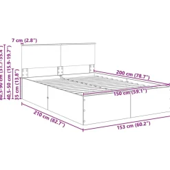 vidaXL Estructura de cama con cabecera Gris Concreto 150 x 200 cm Gris hormig&oacute;n Outlet