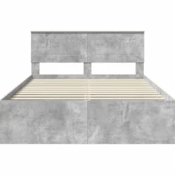 vidaXL Estructura de cama con cabecera Gris Concreto 150 x 200 cm Gris hormig&oacute;n Outlet